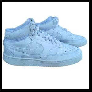 Nike Court Vision White Leather Mid Top Athletic Tennis Shoe Sneaker Women 6